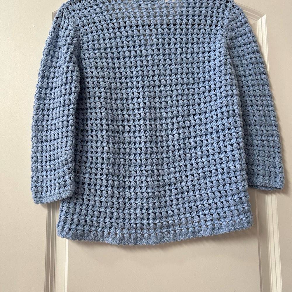 Vintage Casual Corner Baby Blue Crocheted. Coastal. Cottagecore. Y2K.  Festival - Picture 7 of 16